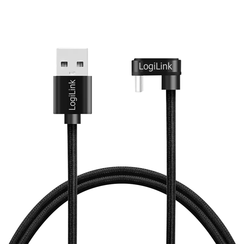 Cablu alimentare si date LOGILINK, pentru smartphone, USB 2.0, USB Type-C (T) la USB-A (T) la 180 grade, 1m, negru