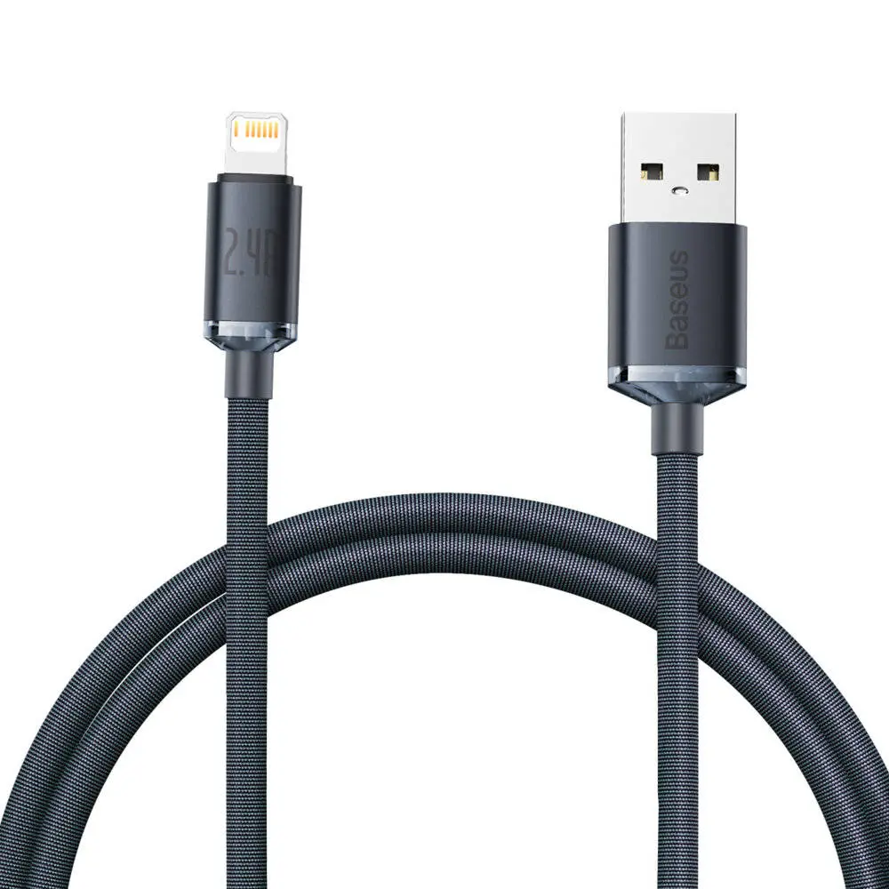 Cablu Baseus Crystal Shine USB Lightning 1 2m negru CAJY000001