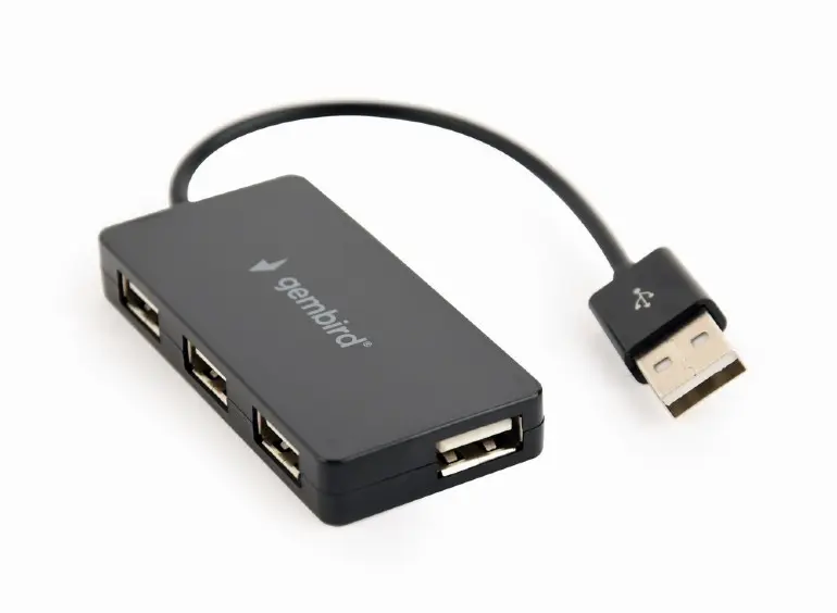 HUB extern GEMBIRD, porturi USB: USB 2.0 x 4, conectare prin USB 2.0, cablu 0.15 m, negru, „UHB-U2P4-04” (timbru verde