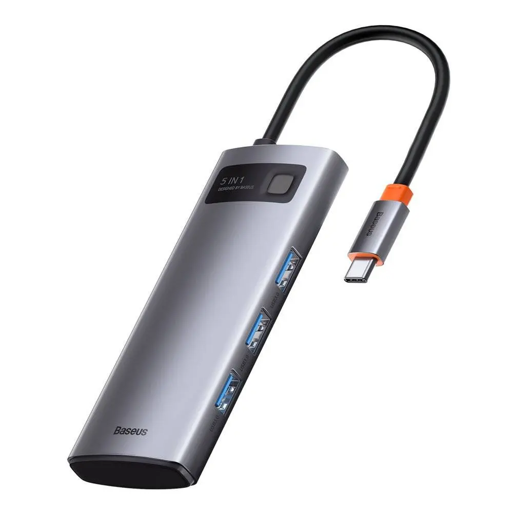 Docking Station Baseus Metal Gleam, conectare PC USB Type-C, Gri