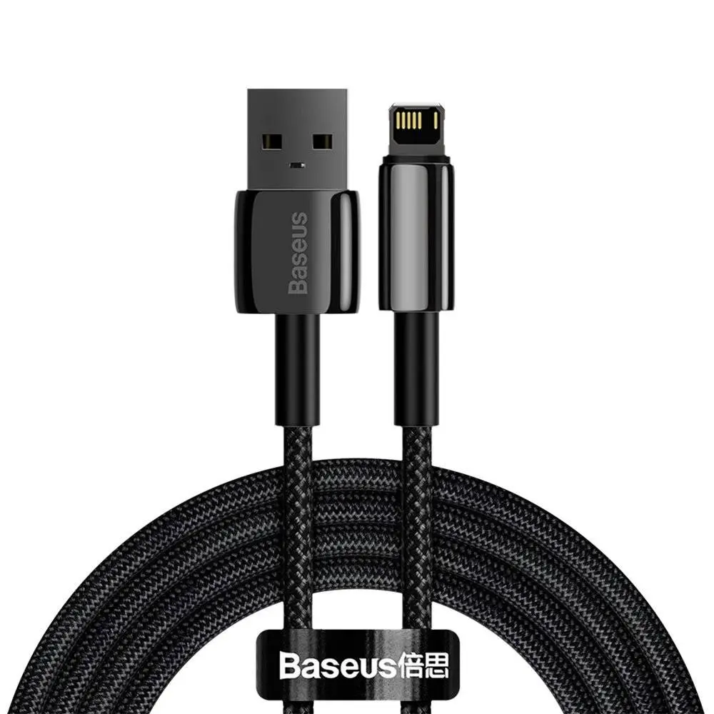 Cablu Baseus Tungsten Gold USB Lightning 2-4A 2 m negru