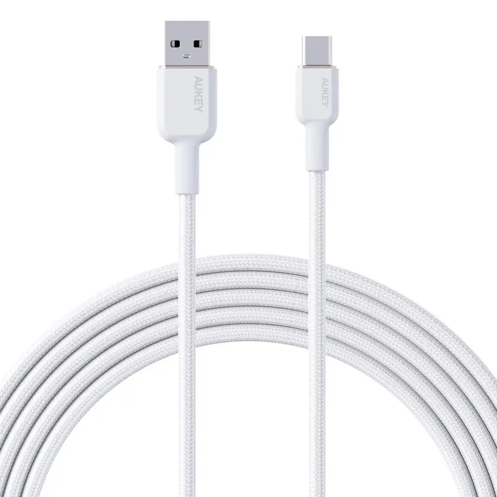 Cablu USB-A la USB-C Aukey, 60W, 1.8m, alb