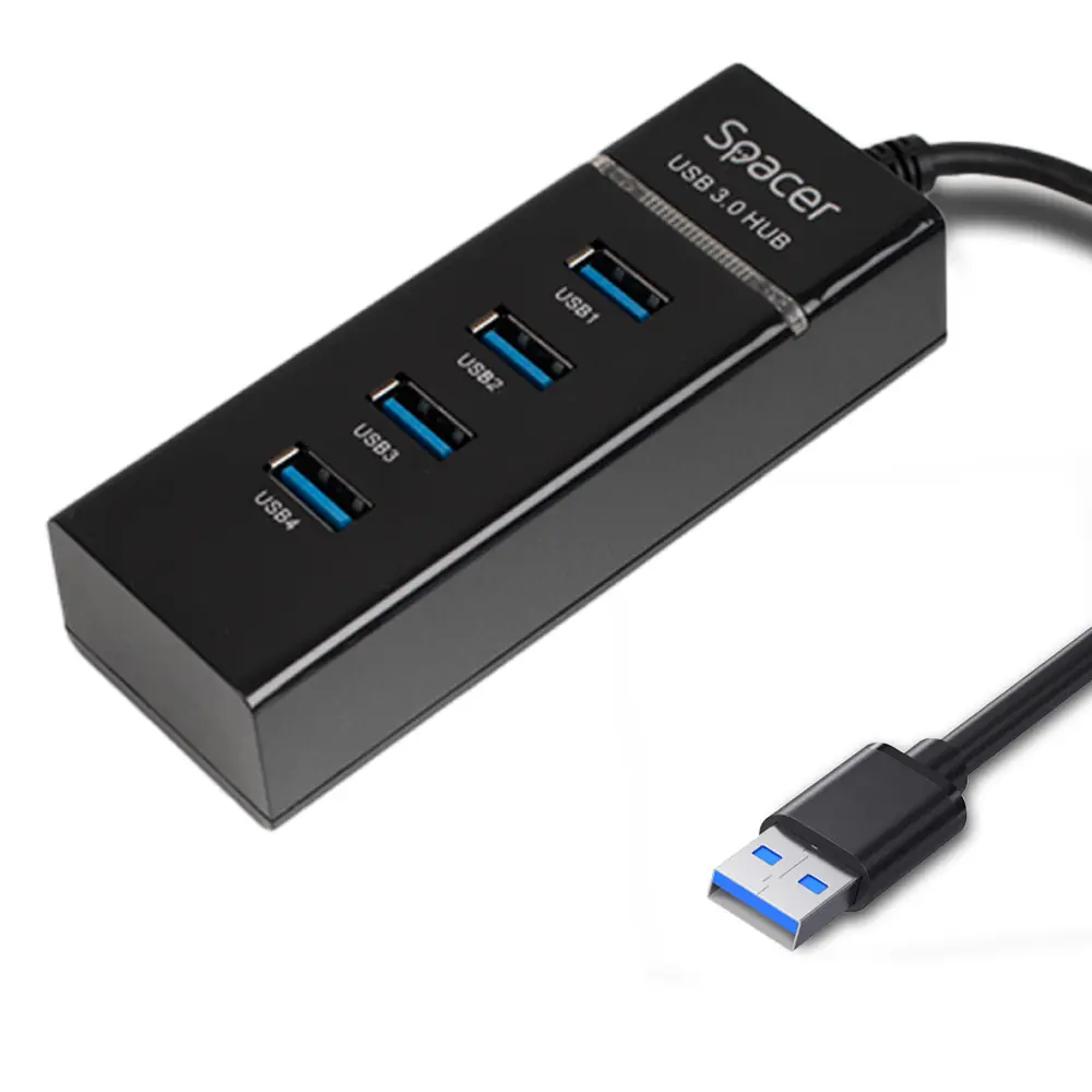 Hub USB Spacer SPH-4USB30-01, 4 porturi USB 3.0, negru