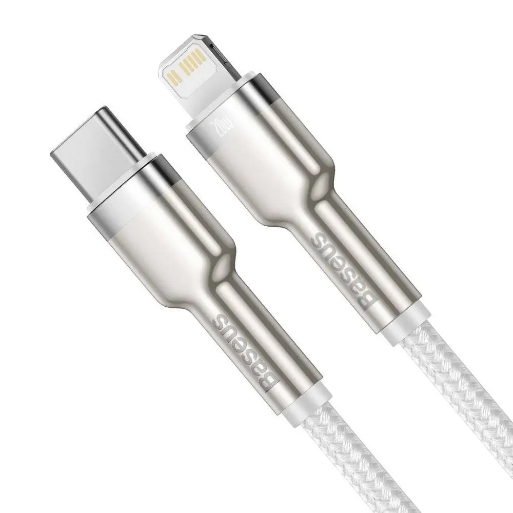 Cablu Baseus Cafule Metal USB-C Lightning 1m alb