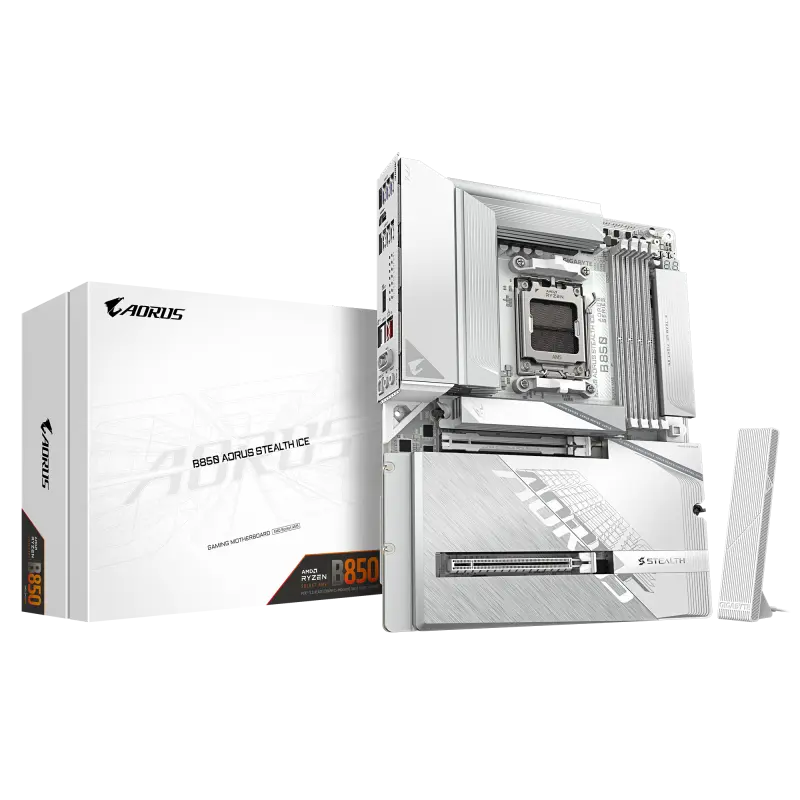 Placă de bază Gigabyte B850 AORUS STEALTH ICE AM5 ATX alb