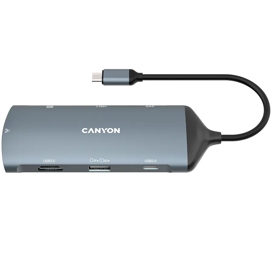 Hub USB Canyon DS-15 8in1 4k USB-C Dark Grey