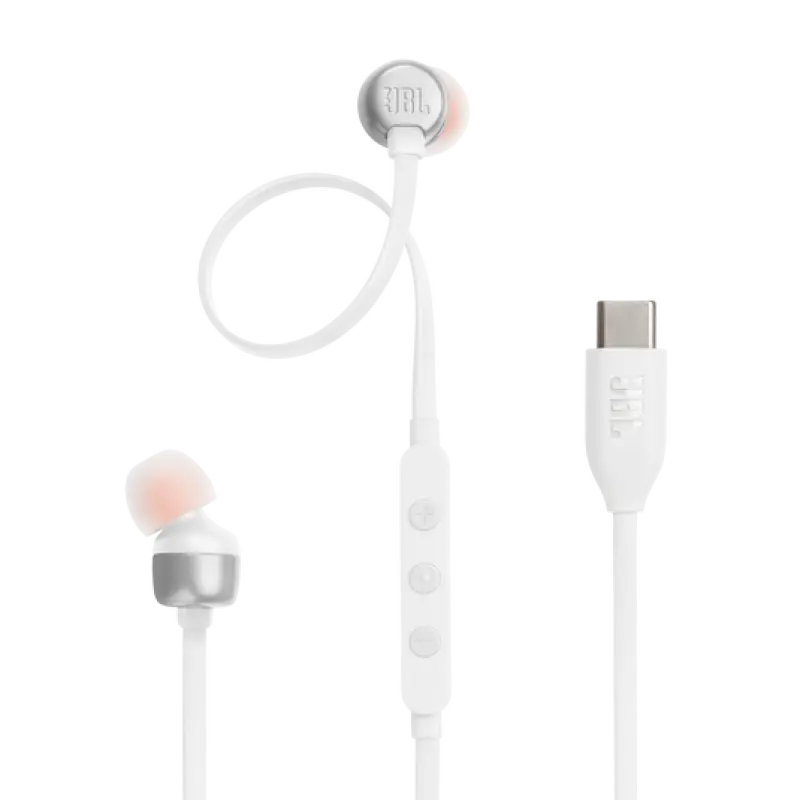 Casti In-Ear cu fir JBL Tune 310C, Pure Bass, Hi-Res, USB-C, Alb