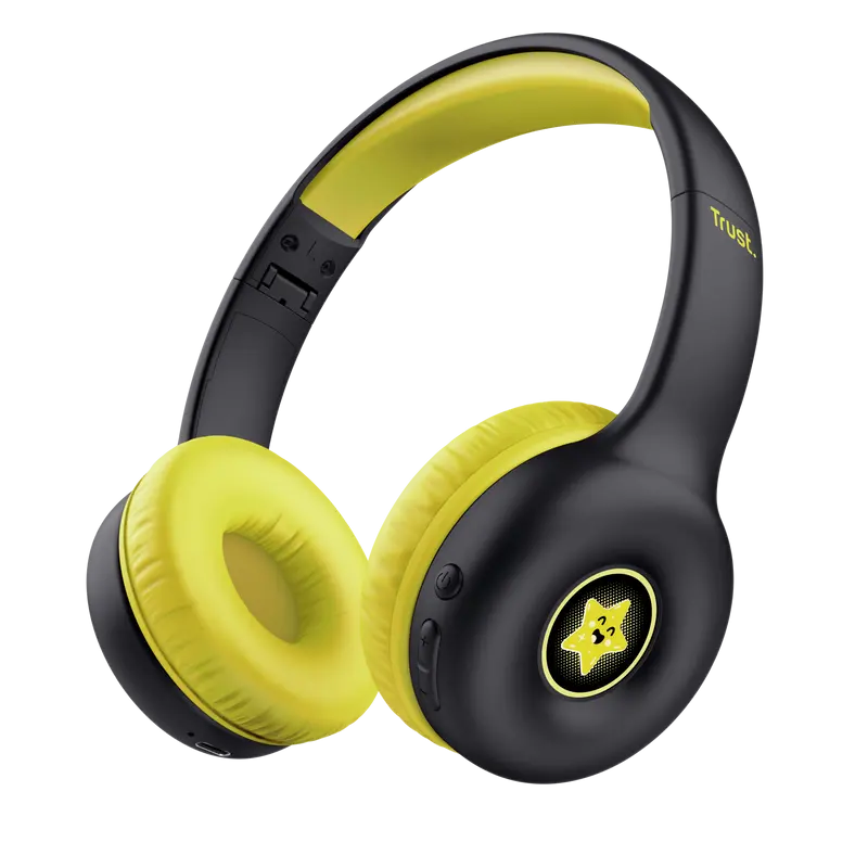 Casti wireless copii Trust Nouna negru, Bluetooth, limitare 85 dB, pliabile