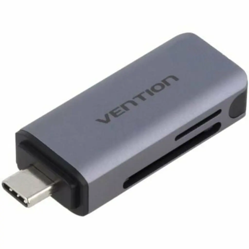 Card Reader extern Vention, interfata USB-C, citeste/scrie microSD, microSDHC, microSDXC, SD, SDHC, SDXC, gri