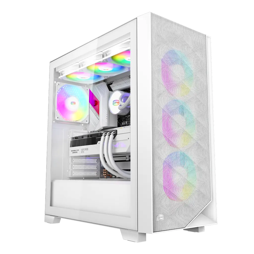 Carcasă PCCooler C3D510 ARGB alb ATX 3 ventilatoare