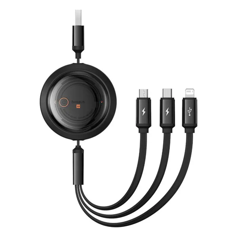 Cablu Baseus Free2Draw 3-in-1 100W negru 1,1 m