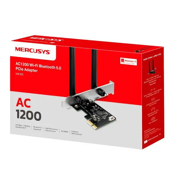 Adaptor wireless Mercusys MA30E AC1200 PCIe Wi-Fi Bluetooth