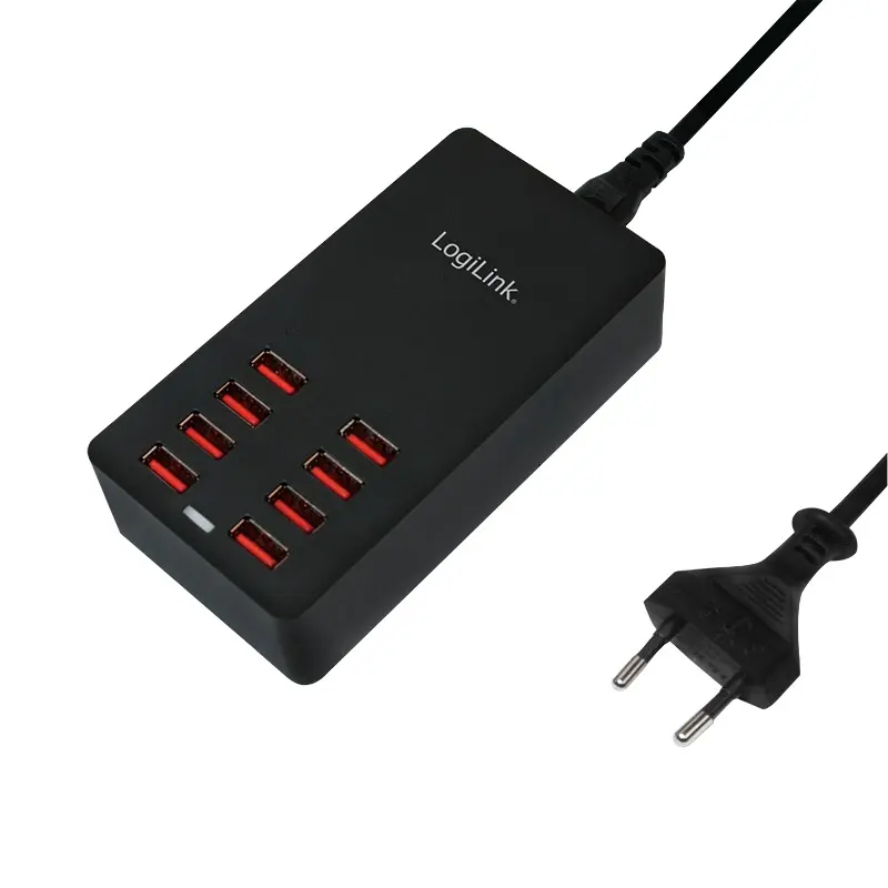 Incarcator retea Logilink 220v, PA0140, universal, 8 x USB, maxim 8.8A, 44W, suport OCP/OVP/OTP, Negru