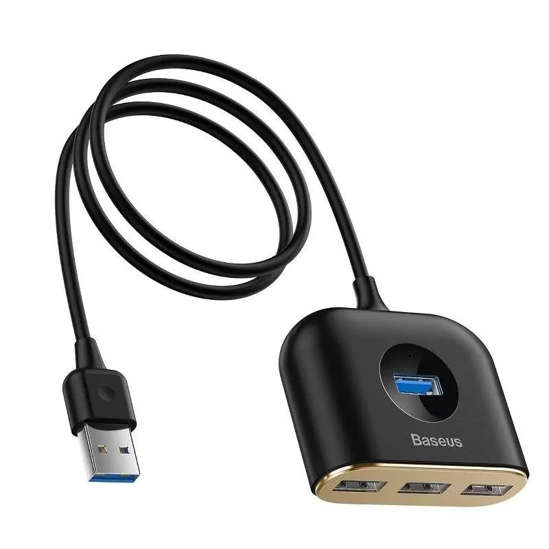 Hub USB Baseus Square Round 4-in-1 1 m negru