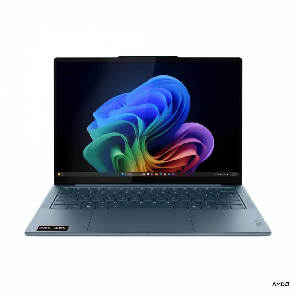 Laptop Lenovo Yoga Slim 7 14AKP10 cu procesor AMD Ryzen™ AI 5 340 pana la 4.8GHz, 14″ 2.8K, WQXGA+, OLED, 120Hz, 16GB LPDDR5x RAM, 1TB SSD, AMD Radeon™ 840M Graphics, No OS, Tidal Teal, 3y on-site Premium Care
