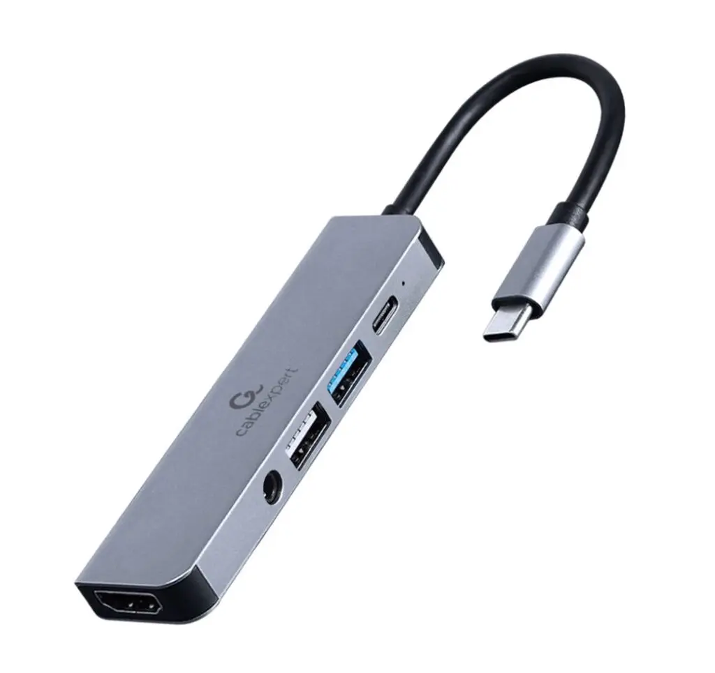 Docking station Gembird A-CM-COMBO5-02 USB-C 5-in-1 PD 87 W argintiu