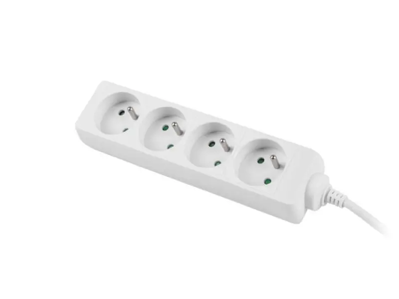 Prelungitor, Lanberg, 1,5m, 4x 230V, cablu CU, alb