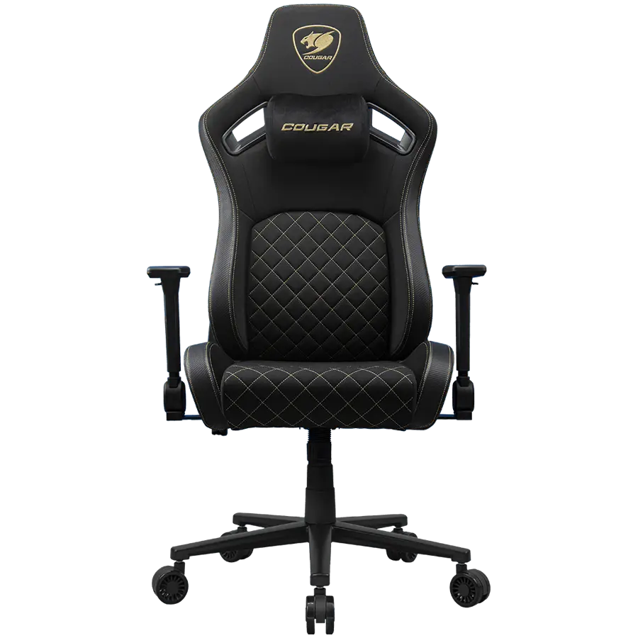 Scaun gaming Cougar Defensor Gold F, capacitate 120kg, negru/auriu, 129x75x66cm