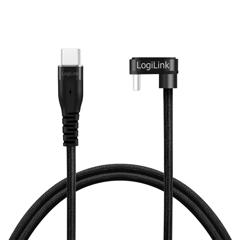 Cablu alimentare si date LOGILINK, pentru smartphone, USB 2.0, USB Type-C (T) la USB Type-C (T) la 180 grade, 1m, 2 x ecranat, aluminiu, negru