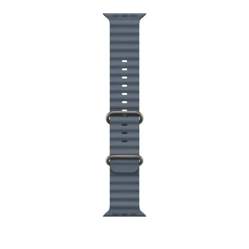Curea pentru Apple Watch 49mm, Anchor Blue Ocean Band – Natural Titanium Finish