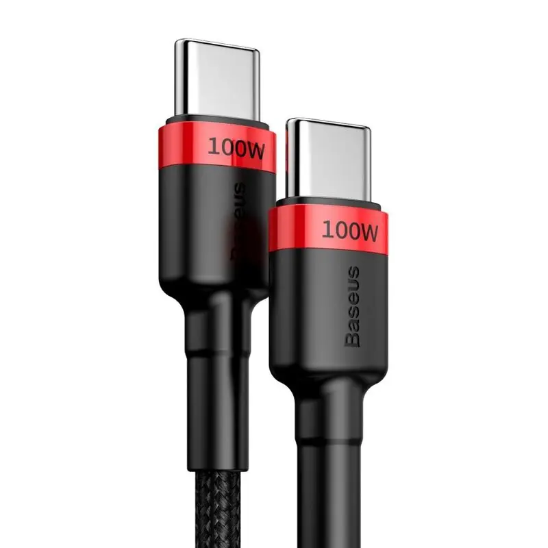 Cablu de date, Baseus, Tip USB C, 100W, 5A, 2m, Negru/Rosu