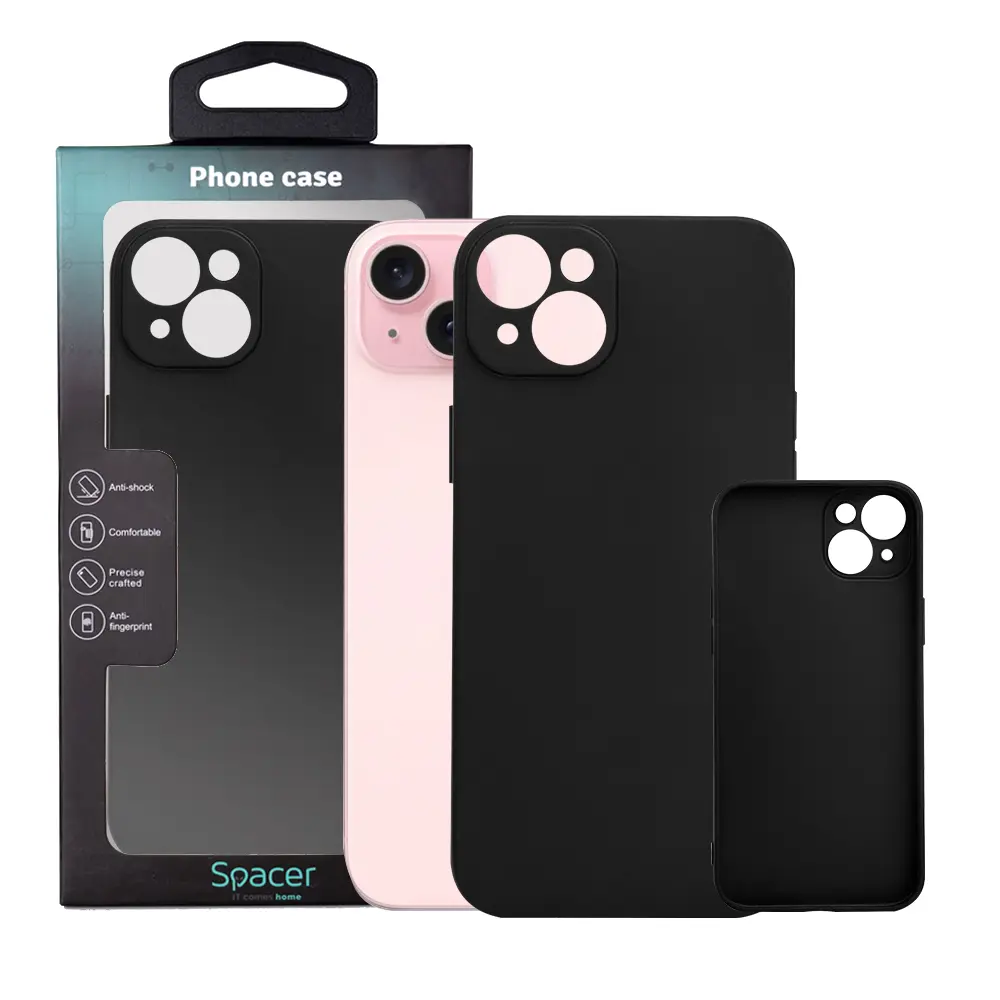 Husă iPhone 15 Plus Spacer TPU negru