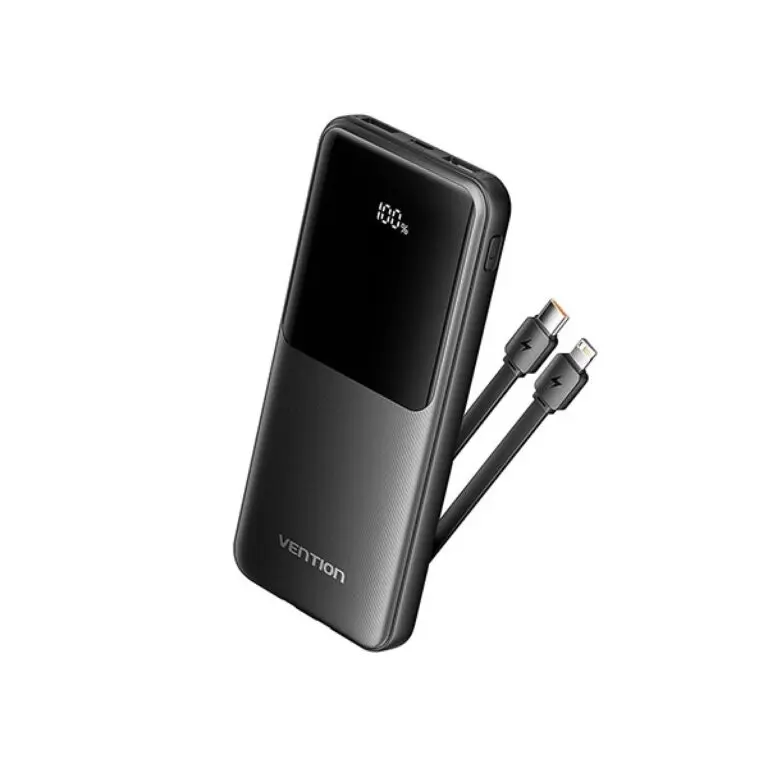 Acumulator extern Vention 10.000 mAh/37Wh, 22.5W , 2 x USB; 1 x USB Type-C, 1 x Micro USB, digital display pt. status baterie, max. 3A, Negru