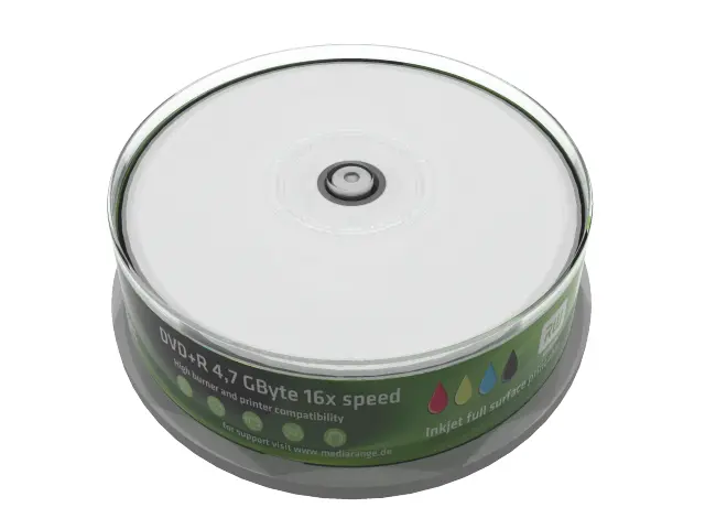 DVD plus R MediaRange MR408 set 25 buc imprimabil inkjet 4.7GB 16x