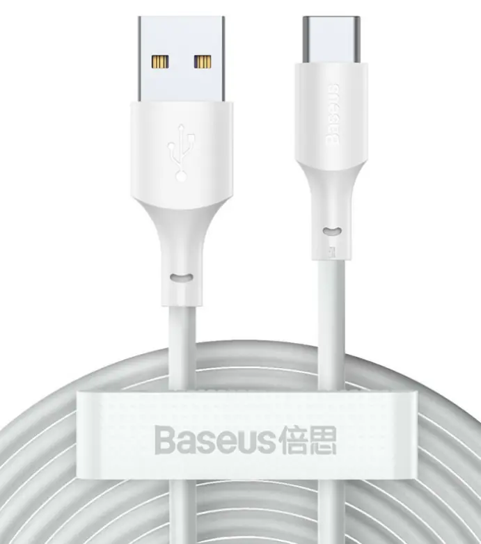 Cablu Baseus Simple Wisdom USB-C 40W 2 bucati Alb