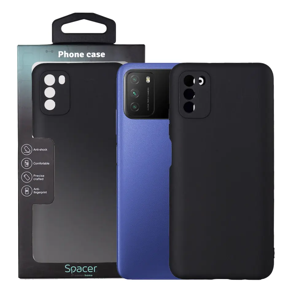 Husă Spacer Xiaomi Pocophone M3 neagră TPU 1,5 mm