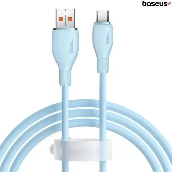 Cablu alimentare si date Baseus Pudding, Fast Charging Data Cable pentru smartphone, USB la USB Type-C 100W, 1.2m, albastru