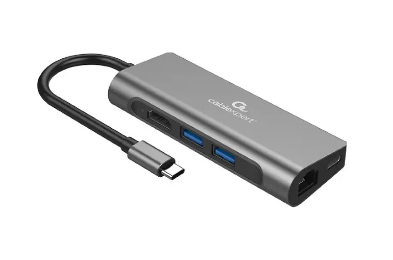 Hub USB-C Gembird A-CM-COMBO5-05 gri 5-in-1