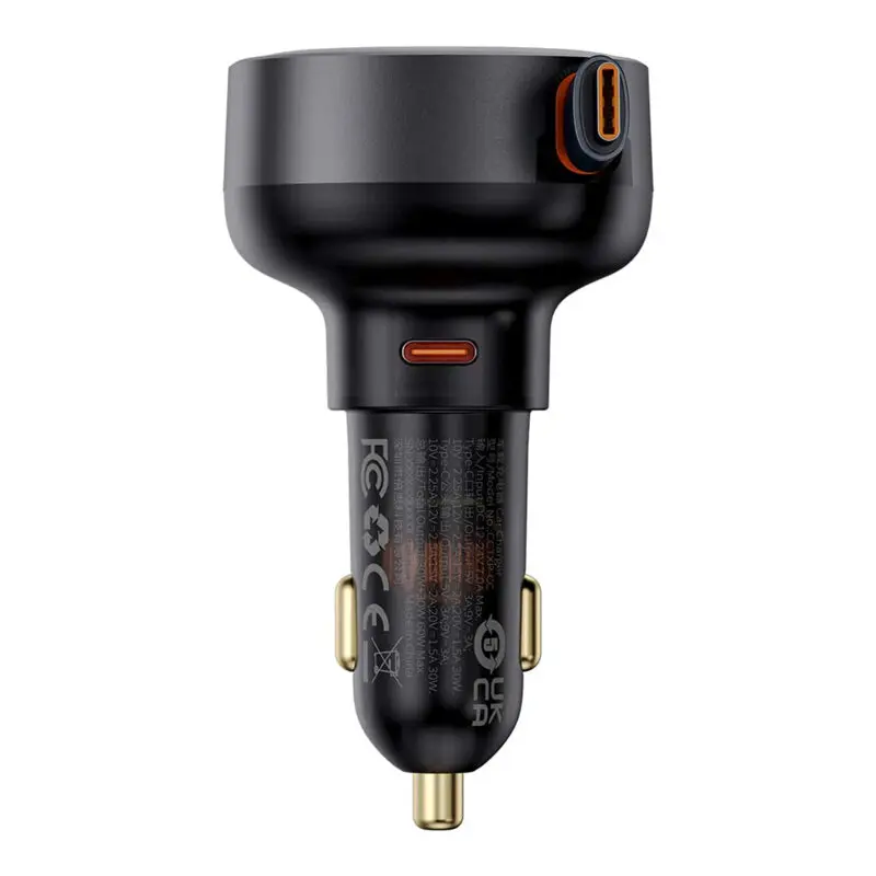 Încărcător auto Baseus Enjoyment Pro 60W cu cablu retractabil USB-C negru