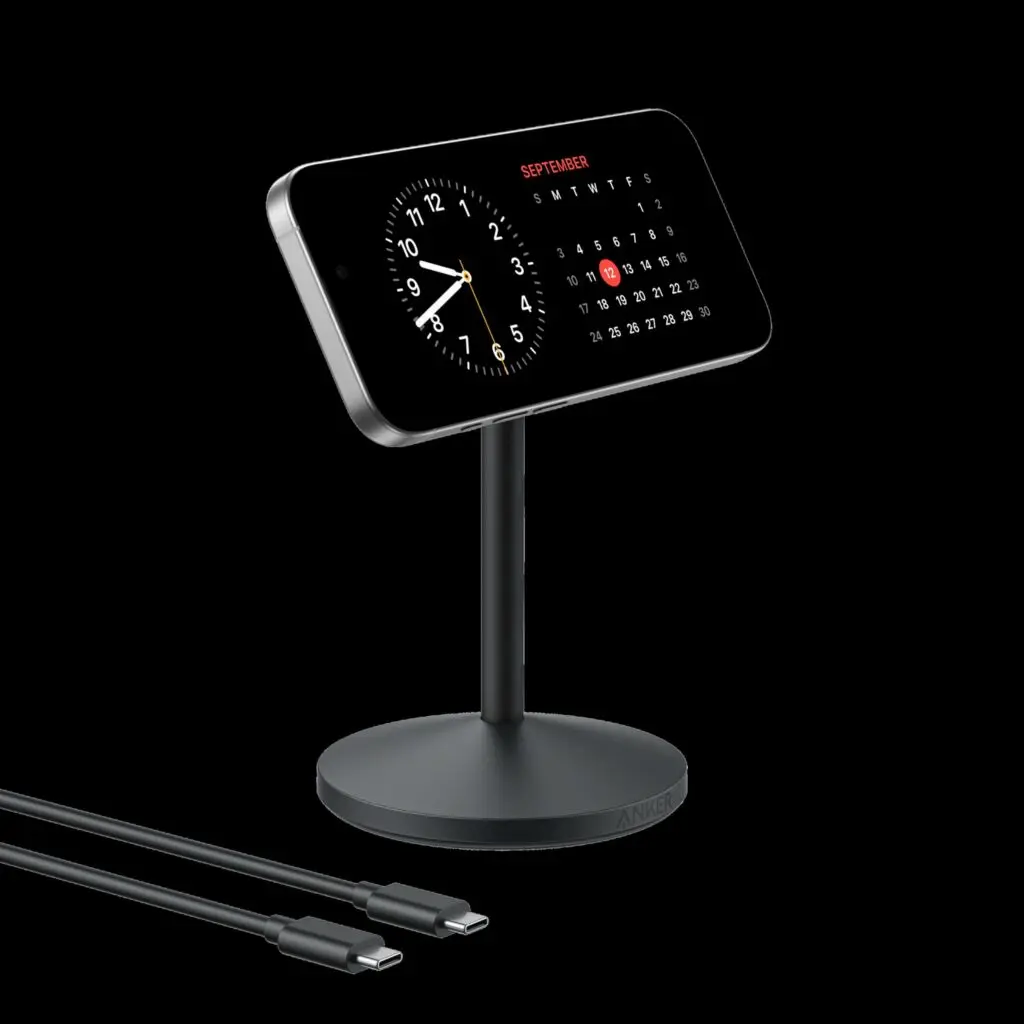 Încărcător wireless Anker MagGo Stand Qi2 15W Negru