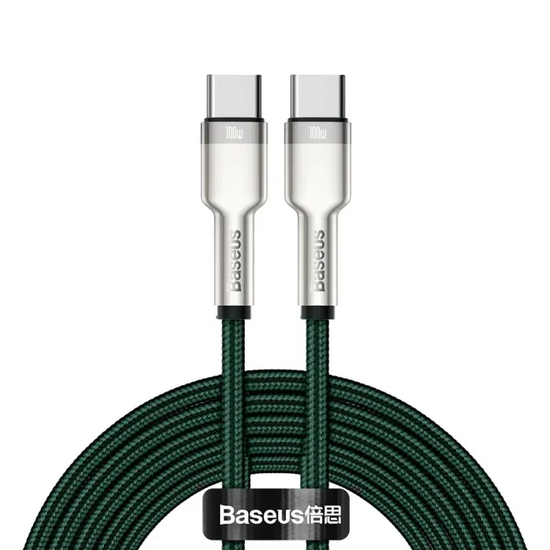 Cablu Baseus Cafule USB-C – USB-C, 100 W, 2 m, Verde