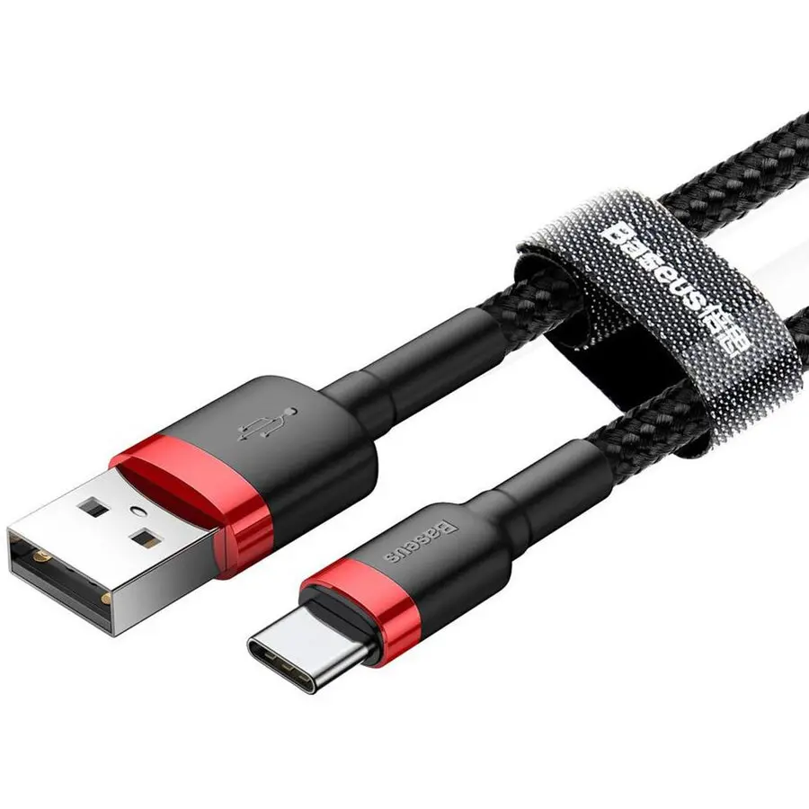 Cablu Baseus Cafule USB-C 1m CATKLF-B91 USB-A 3A Negru/Roșu