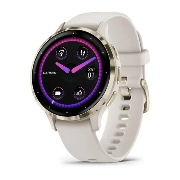 Smartwatch Garmin Venu 3S, GPS, Wi-Fi, Ivory/Soft Gold, curea silicon