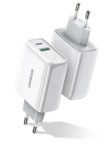 Încărcător rețea Ugreen CD170 36W alb USB-C și USB-A