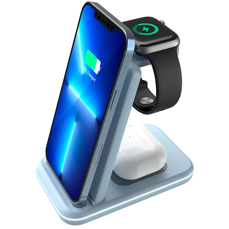 Incarcator wireless Canyon, WS-304, 15W, 2in1, Albastru