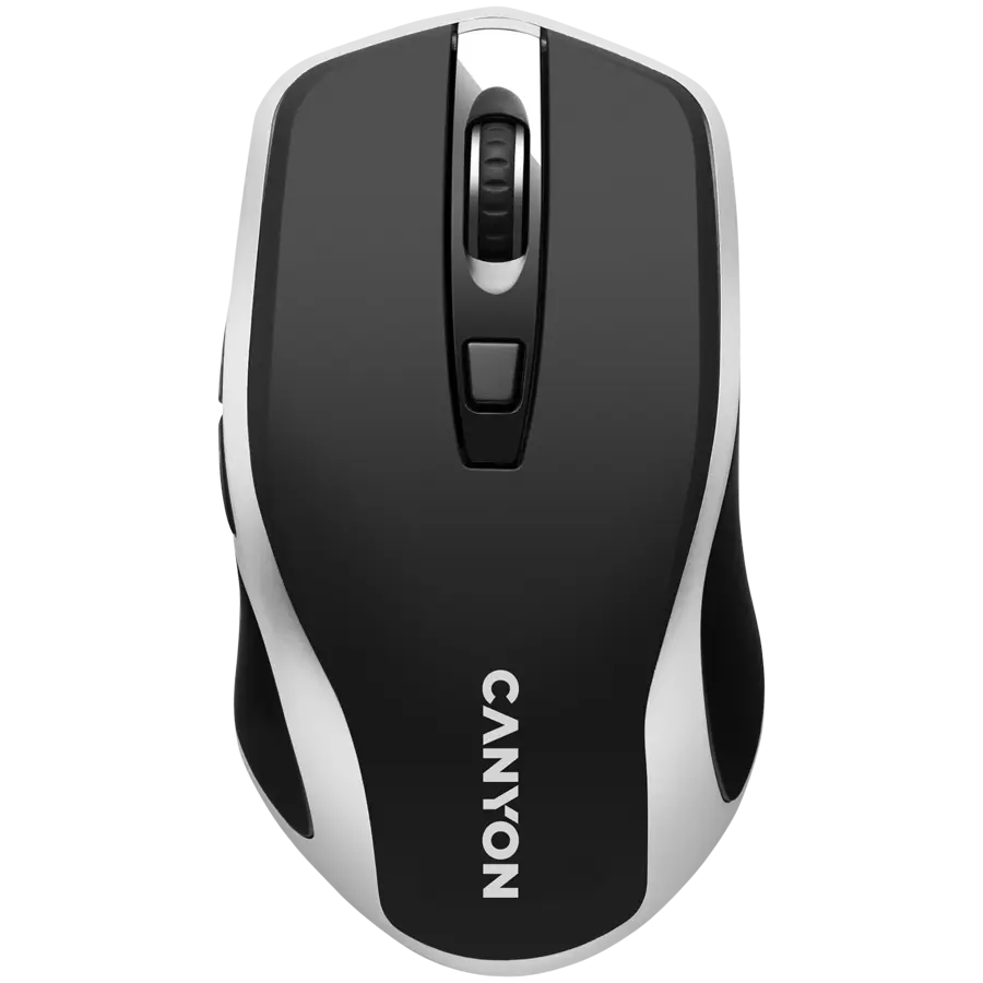 CANYON MW-19, 2.4GHz Wireless Rechargeable Mouse with Pixart sensor, 6keys, Silent switch for right/left keys,Add NTCDPI: 800/1200/1600, Max. usage 50 hours for one time full charged, 300mAh Li-poly battery, Black -Silver, cable length 0.6m, 121*70*39mm, 0.