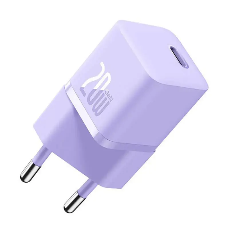 INCARCATOR retea Baseus Mini, GaN5 Fast Charger 20W, 1 x USB Type-C, violet „CCGN050105” (timbru verde 0.18 lei) – 6932172625344