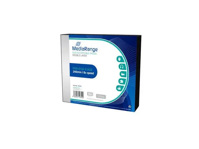 Set 5 discuri MediaRange, Slimcase, DVD+R DL, 8.5 GB
