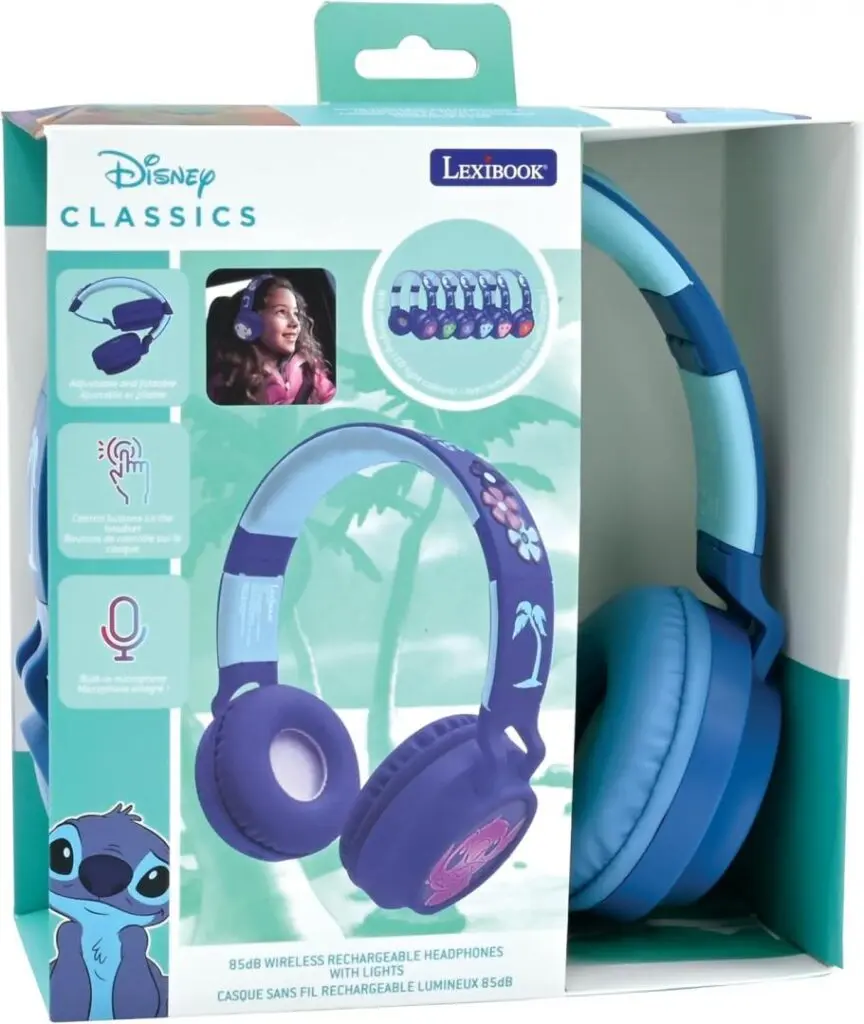 Căști Wireless Stitch pentru Copii cu LED și Bluetooth Lexibook