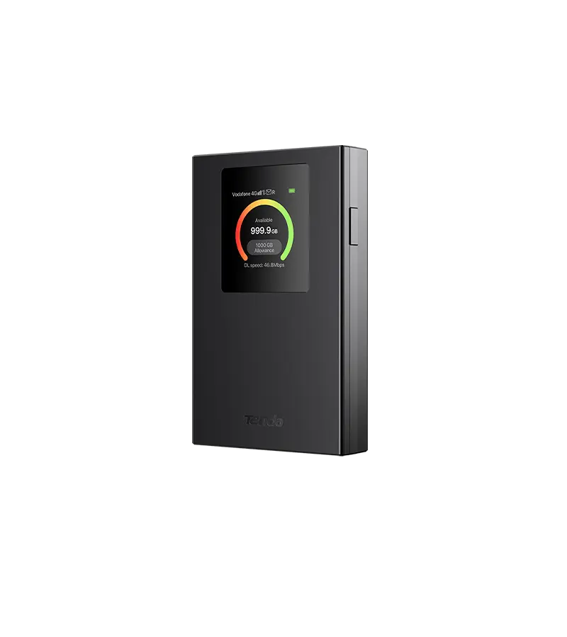 Router Wireless TENDA Portabil 4G/3G Wi-Fi 6 AX300, Nano SIM slot, ecran color de 1,44 inci, detectare automata APN, baterie reincarcabila de 2100mAh (autonomie 8 Ore), USB-C