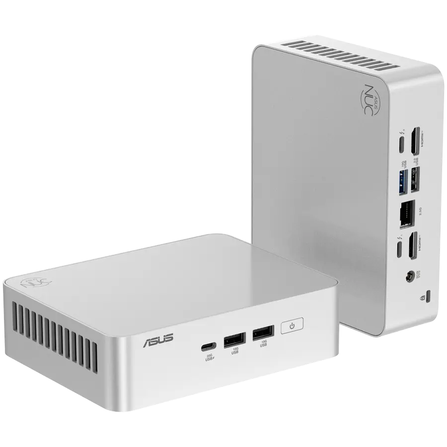 Calculator Barebone, ASUS, NUC 15 Pro Plus NUC15CRS, Intel Core Ultra 7 255H 2.0GHz Arrow Lake, no RAM, no Storage, Intel Arc 140T, Wi-Fi, Bluetooth, HDMI, no OS, Alb