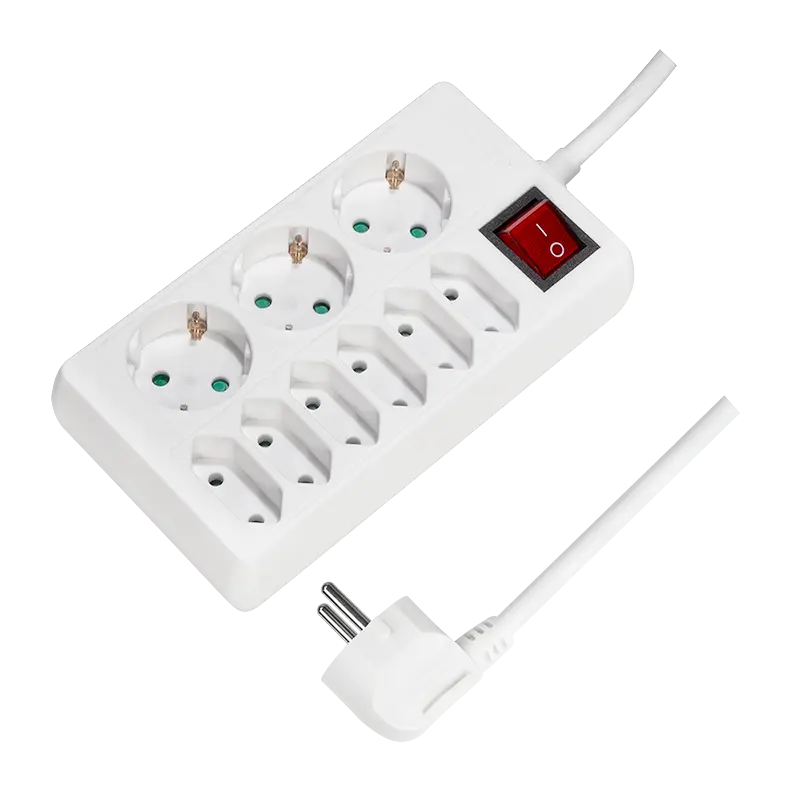 Prelungitor Logilink LPS201, 9 prize, 3 Schuko + 6 Euro, 1,5 m, alb