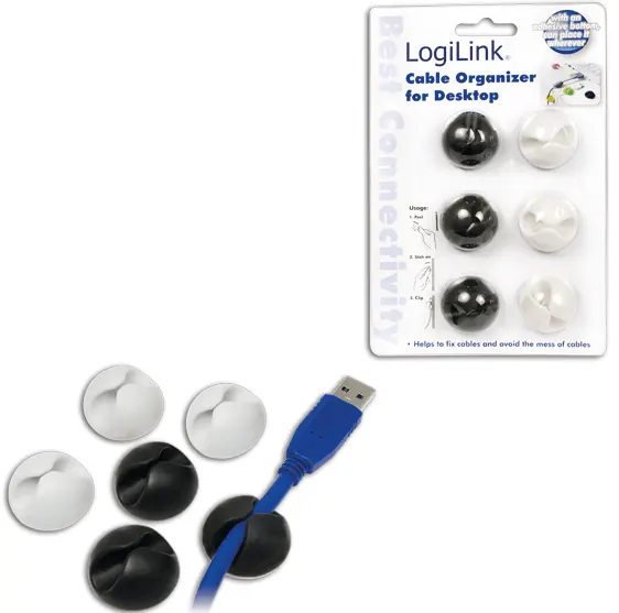 Organizator cabluri Logilink KAB0009 autoadeziv set 6 bucăți
