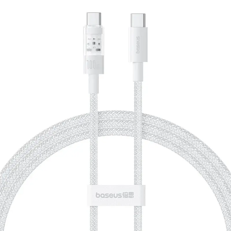 Cablu USB-C la Type-C, Super Fast Charging 100W, 1m – Baseus Gem (P10373000211-00) – Moon White