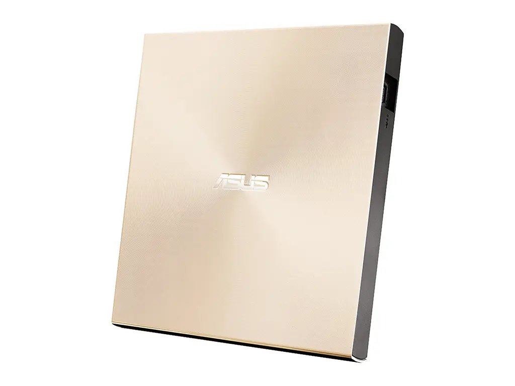 DVD writer extern ASUS ZenDrive U9M, 8X, ultra-subtire 13.9mm, suport M-DISC, compatibil cu USB tip C si tip A pentru Windows si Mac OS, Nero BackItUp, E-Green, Auriu
