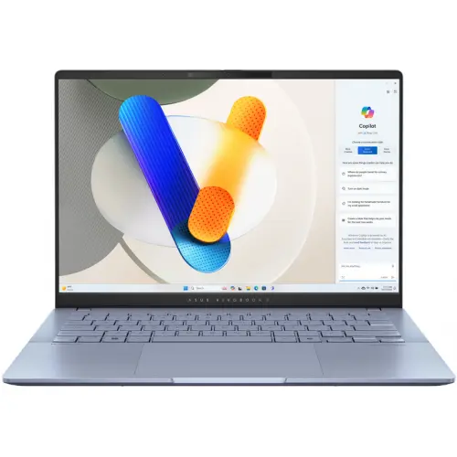 Laptop ASUS Vivobook S 14 S5406SA cu procesor Intel® Core™ Ultra 7 256V pana la 4.8GHz, 14”, WUXGA, OLED, 16GB LPDDR5X RAM, 1TB SSD, Intel® Arc™ Graphics, Windows 11 Pro, Mist Blue